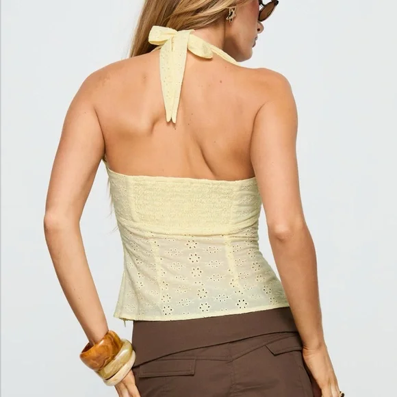 Princess Polly Yellow Eyelet Top - Picture 2 of 3